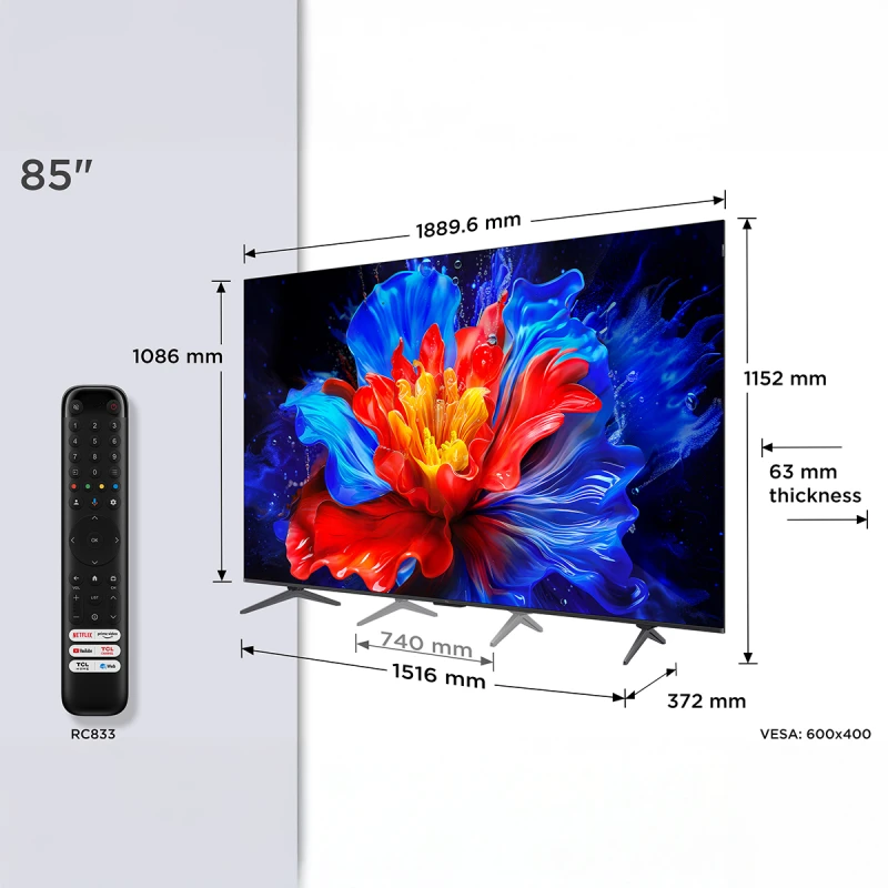TCL 85P8K QLED SMART GOOGLE TV