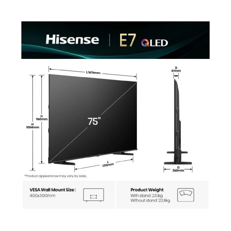 HISENSE 75E7Q UHD QLED SMART TV
