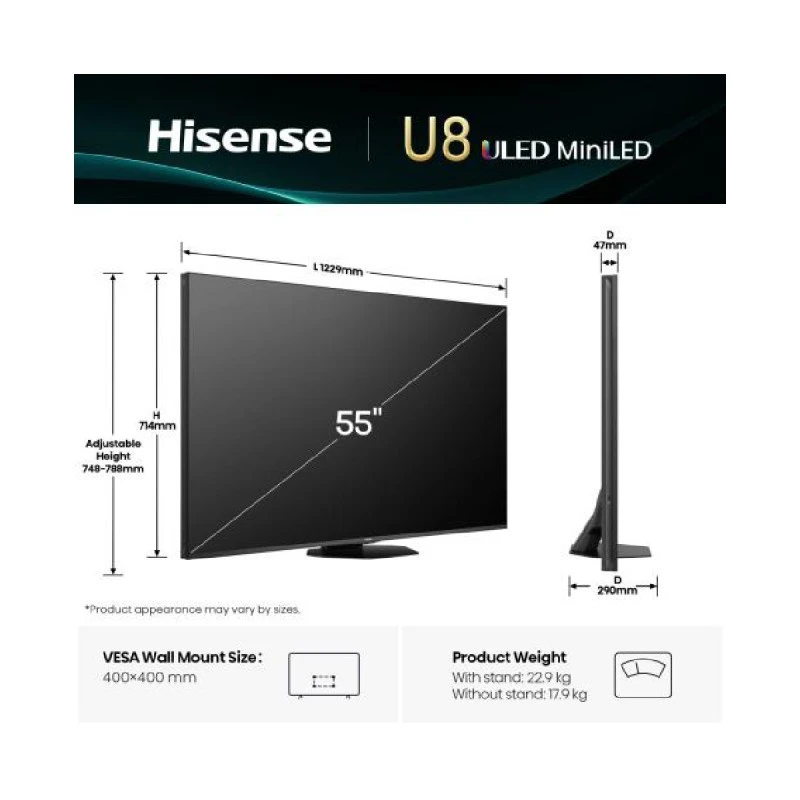 HISENSE 55U8Q MINI-LED QLED AI SMART TV