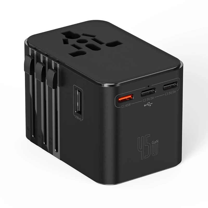 XMART TRAVEL CHARGER JY-313 - 3 X TYPE-C + 1 X USB-A 45W BK