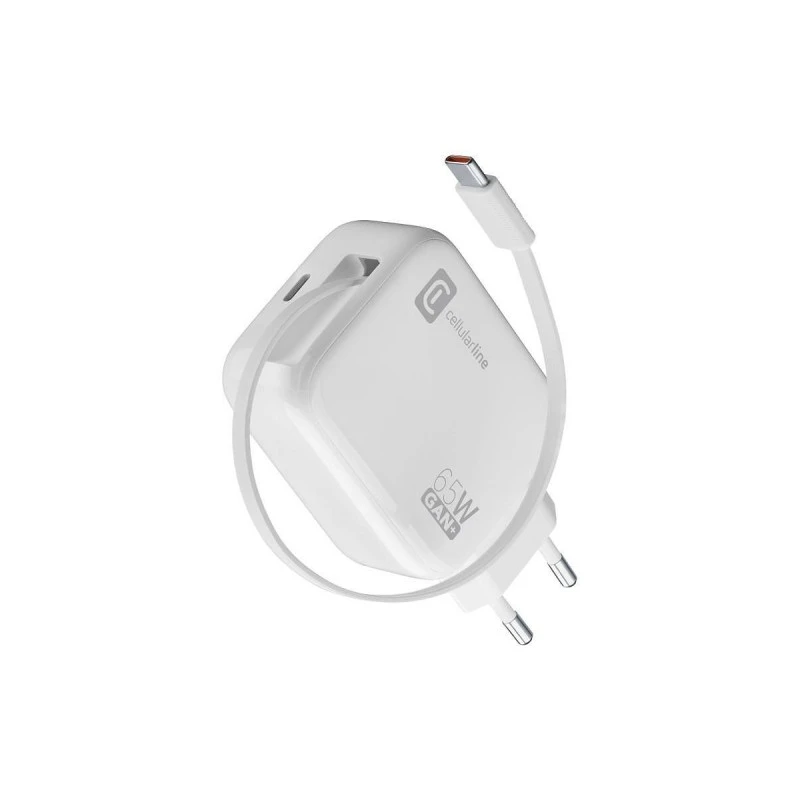 CELLULAR LINE РОЛ. ЗАРЯДНО USB-C КАБЕЛ + USB-C ПОРТ GAN 65W