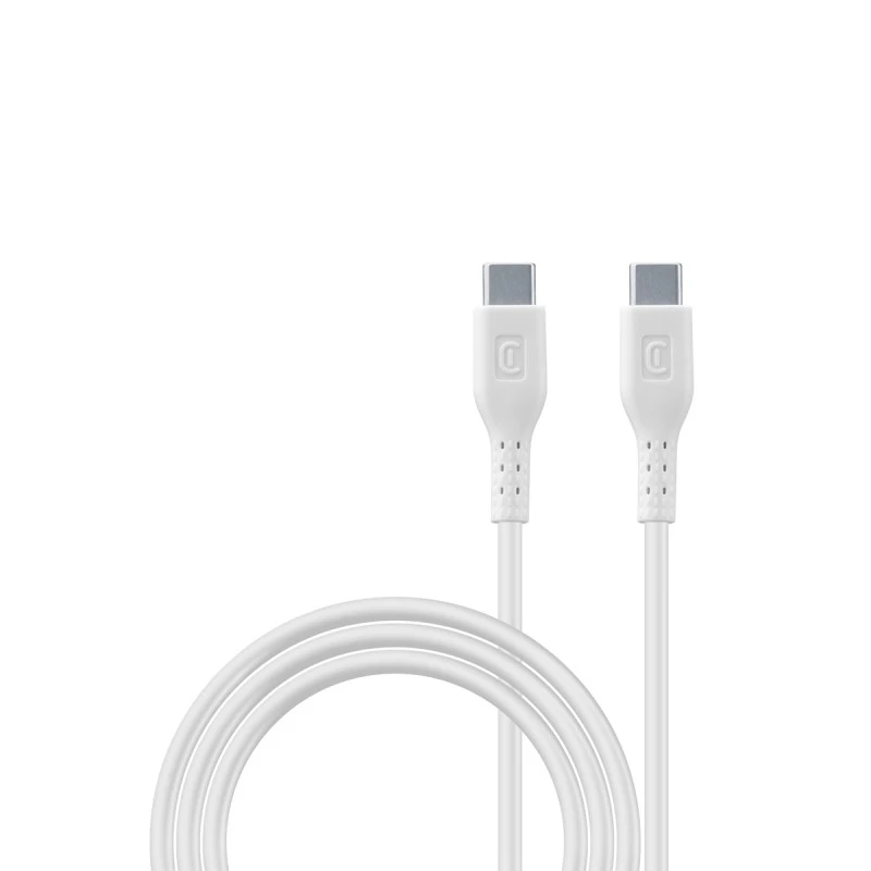 CELLULAR LINE КАБЕЛ USB-C КЪМ USB-C 5A 100W 120СМ БЯЛ
