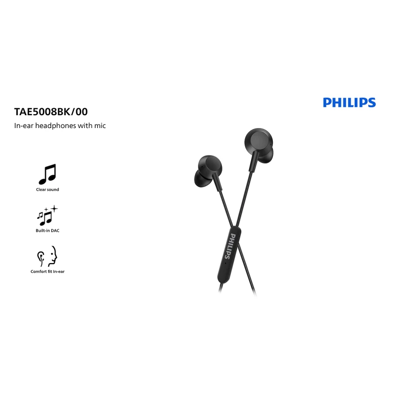 PHILIPS TAE5008BK IN-EAR HEADPHONES