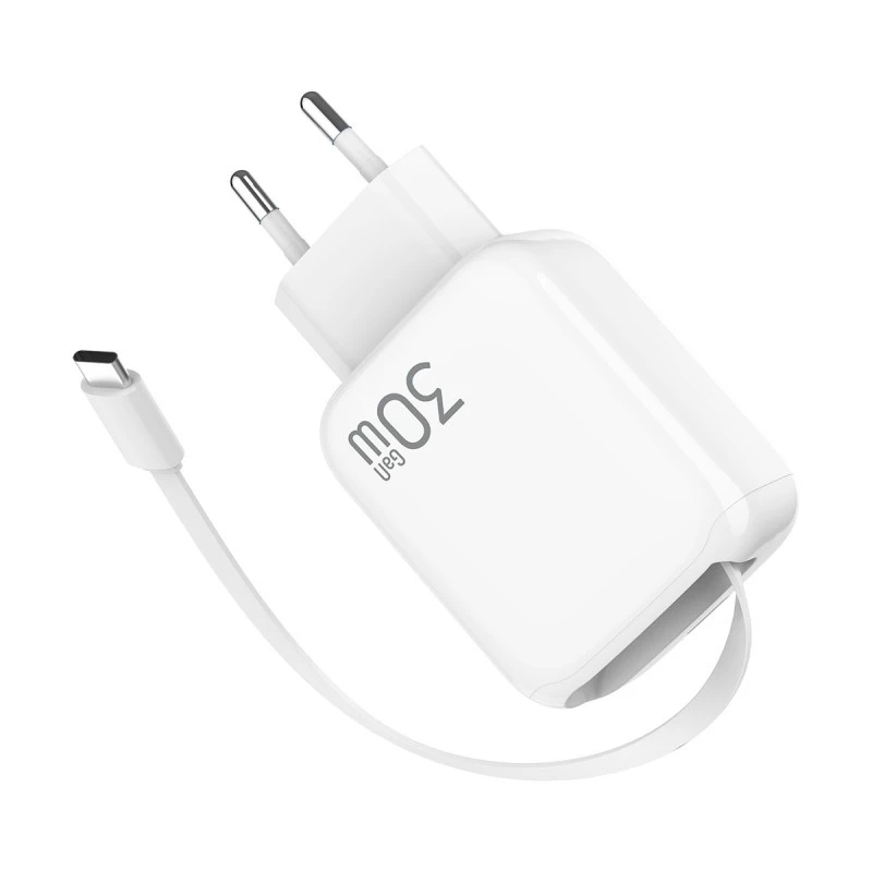 XMART WALL TYPE-C CHARGER + RETR. CABLE TYPE-C 30W WHITE