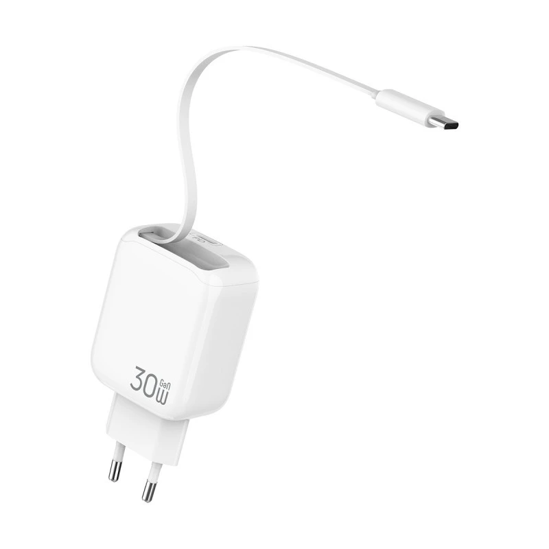 XMART WALL TYPE-C CHARGER + RETR. CABLE TYPE-C 30W WHITE