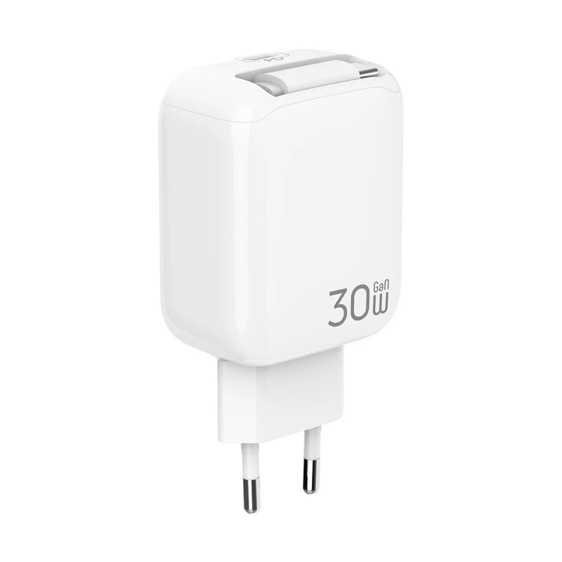 XMART WALL TYPE-C CHARGER + RETR. CABLE TYPE-C 30W WHITE