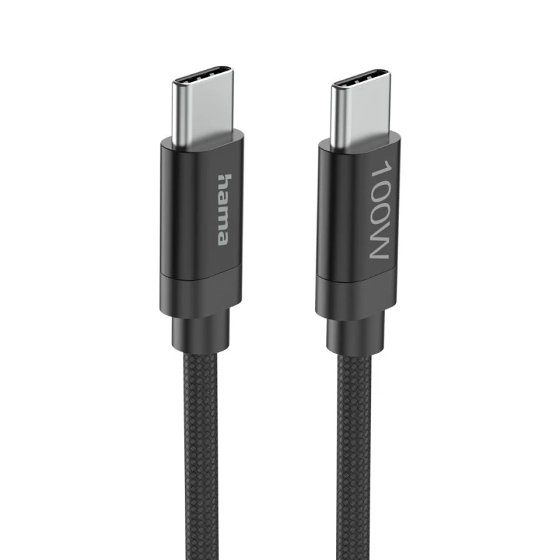 HAMA USB-C TO USB-C CABLE 100W 3M FABRIC 201749 BLACK