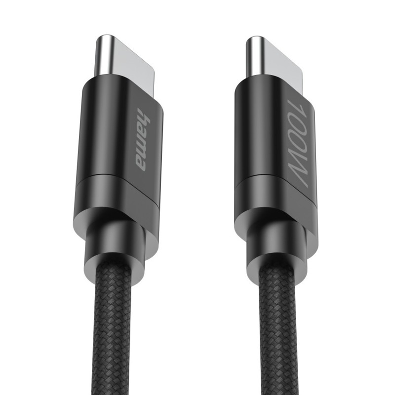 HAMA USB-C TO USB-C CABLE 100W 3M FABRIC 201749 BLACK