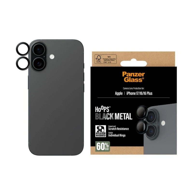 PANZERGLASS ПРОТ КАМ HOOPS IPHONE 17/IPHONE 16/16 PLUS BL