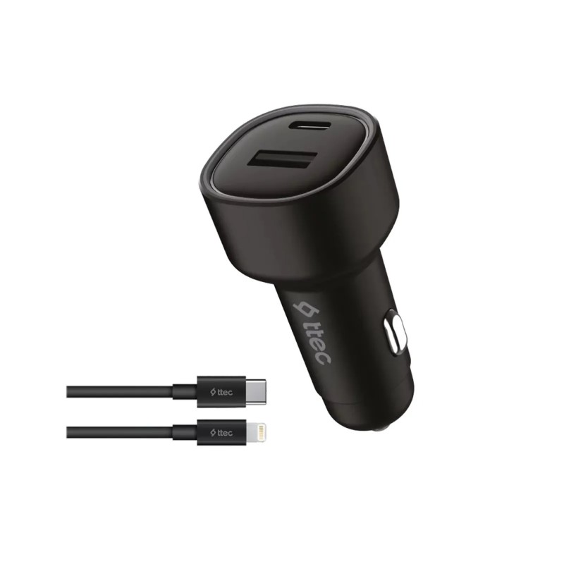TTEC ЗАРЯДНО 12V  DUO 48W USB-C+USB-A-USB-C- LIGHTNING C Ч