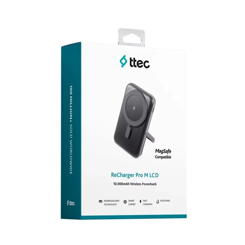 TTEC RECHARGER PRO M LCD 10000MAH MAGS 20W POWERBANK+STAND