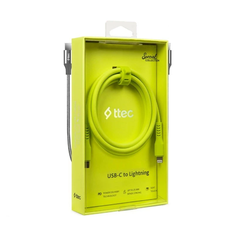 TTEC КАБЕЛ USB-C/LIGHTNING CHARGE/DATA CABLE 1.2M NEON Y