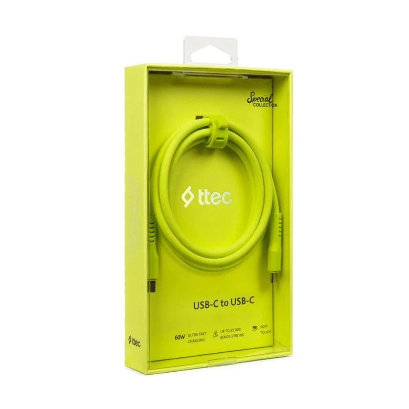 TTEC USB-C TO USB-C 60W PD 1.2M NEON YELLOW