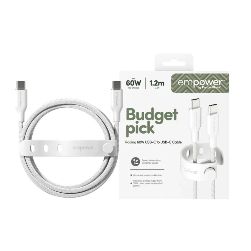 EMPOWER BY PANZERGLASS USB-C TO USB-C 60W 1.2M SILVER