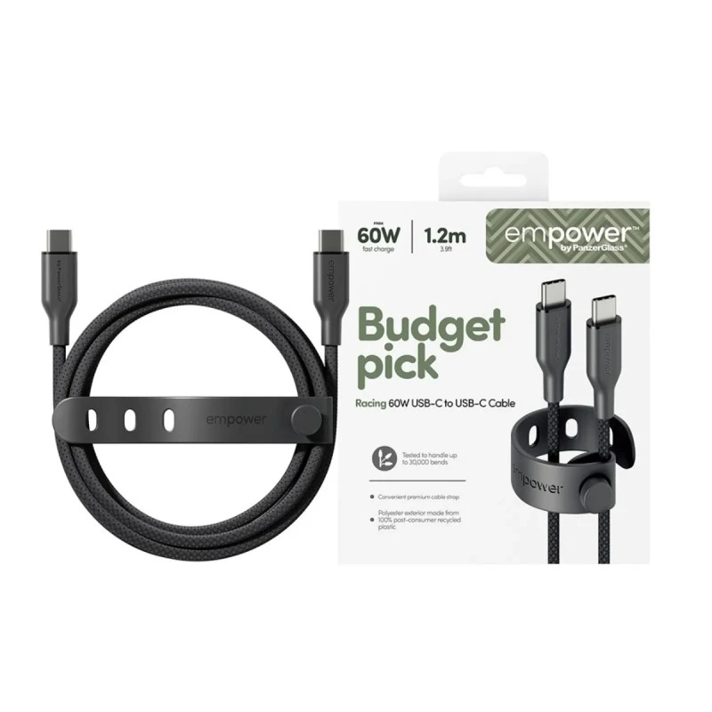 EMPOWER BY PANZERGLASS USB-C TO USB-C 60W 1.2M BLACK