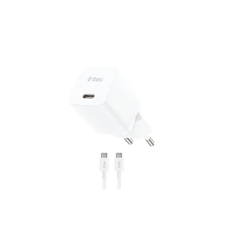 TTEC GAN 20W CHARGER + USB-C 60W CABLE WHITE