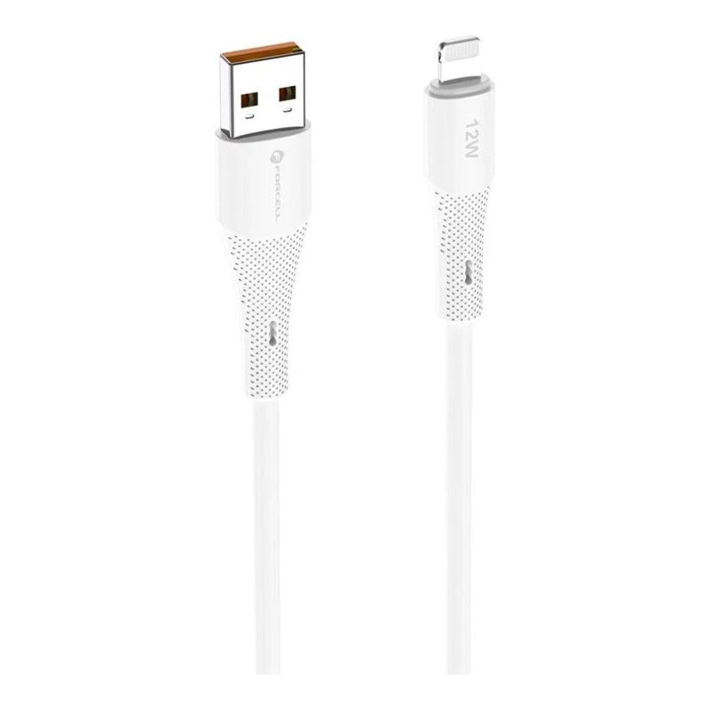 FORCELL КАБЕЛ USB-А КЪМ LIGHTENING 12W СИЛИКОН 1М БЯЛ