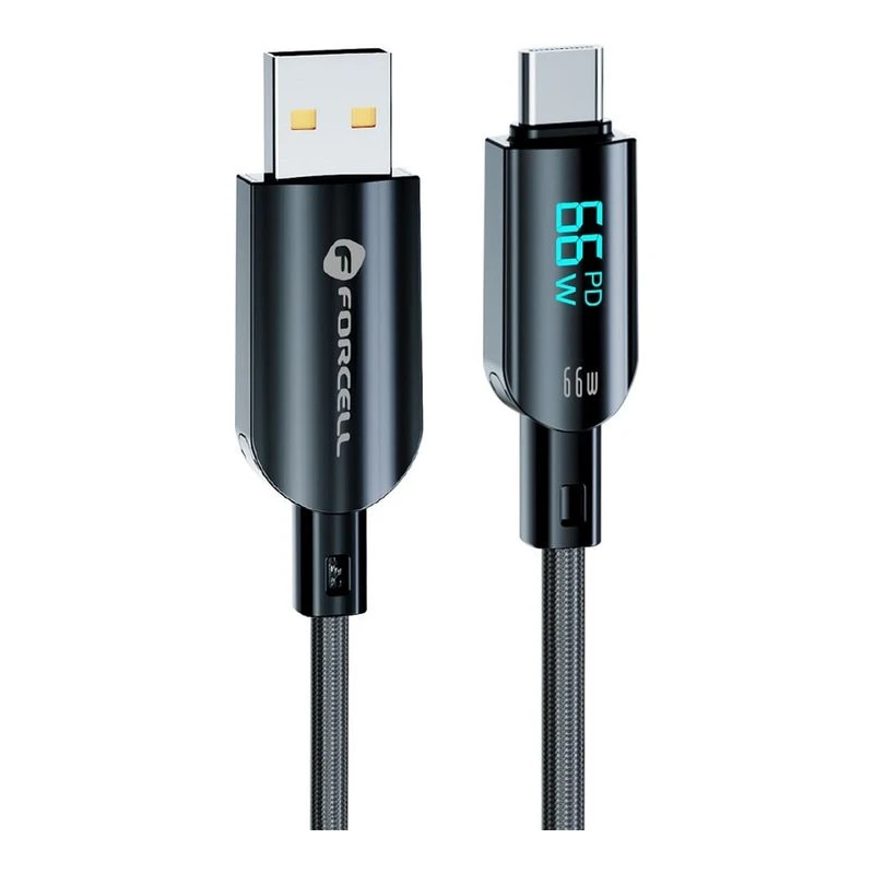 FORCELL КАБЕЛ USB-A КЪМ USB-C QC4.0 66W ДИГИТАЛ 1,2M ЧЕРЕН