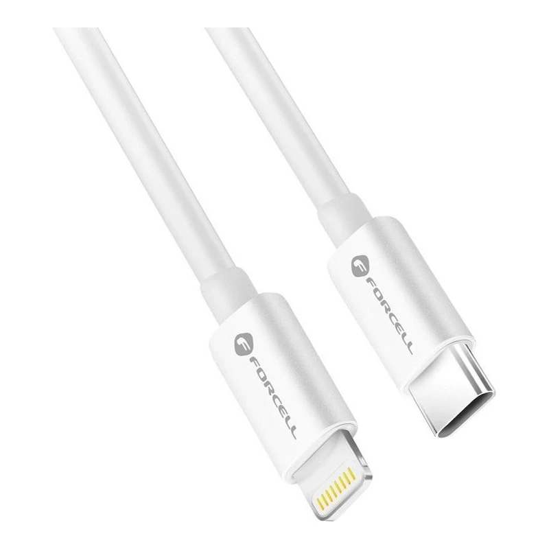 FORCELL КАБЕЛ USB-C КЪМ LIGHTENING MFI PD 30W 1М БЯЛ