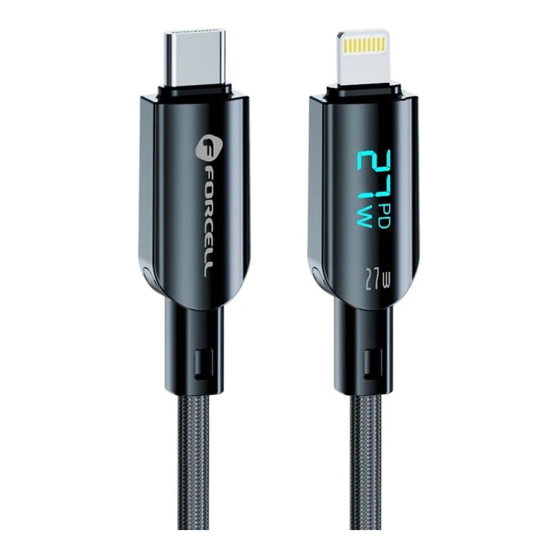 FORCELL КАБЕЛ USB-C КЪМ LIGHTENING 27W ДИГИТАЛ 1,2М ЧЕРЕН