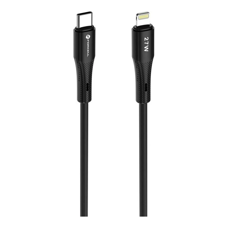 FORCELL КАБЕЛ USB-C КЪМ LIGHTENING PD 27W 1М ЧЕРЕН