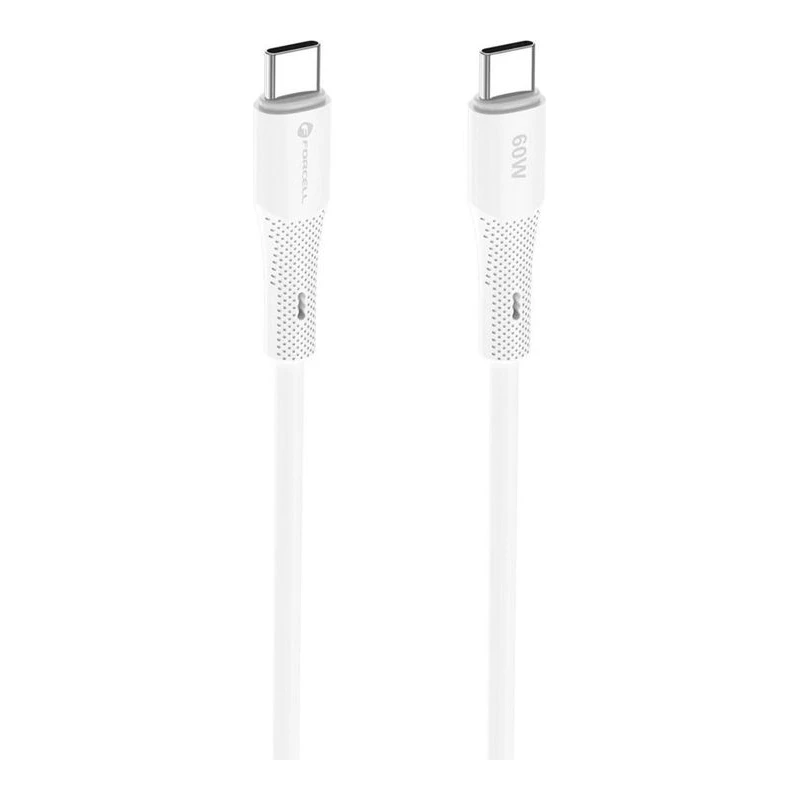 FORCELL КАБЕЛ USB-C КЪМ USB-C QC4.0 PD 60W СИЛИКОН 1М БЯЛ