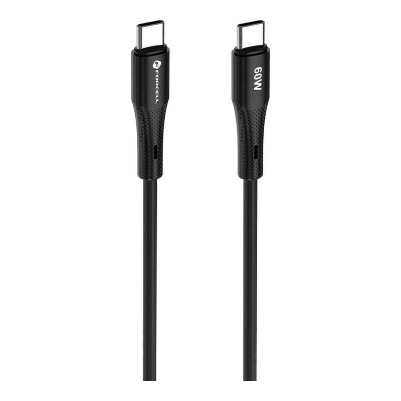 FORCELL КАБЕЛ USB-C КЪМ USB-C QC4.0 PD 60W СИЛИКОН 1М ЧЕРЕН