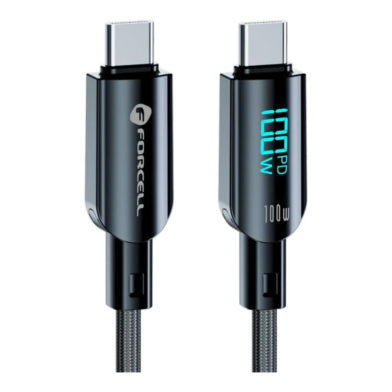 FORCELL КАБЕЛ USB-C КЪМ USB-C QC4.0 100W ДИГИТАЛ 1,2М ЧЕРЕН
