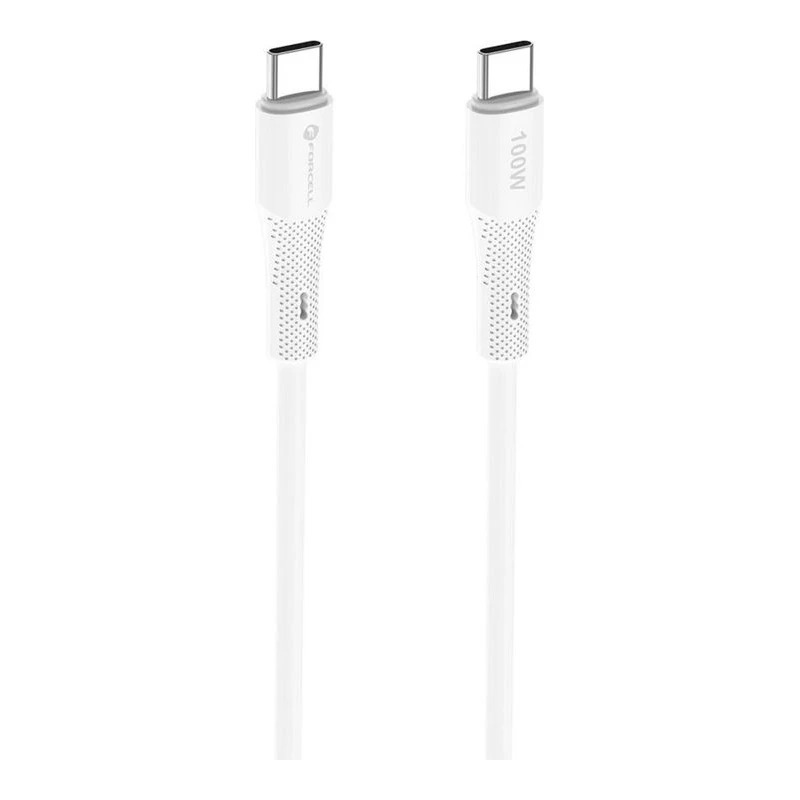 FORCELL КАБЕЛ USB-C КЪМ USB-C QC4.0 PD 100W СИЛИКОН 1М БЯЛ
