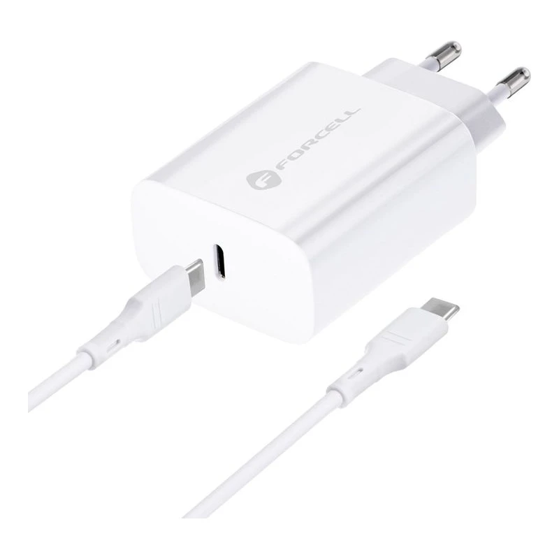 FORCELL ЗАРЯДНО 220V PD USB-C+КАБЕЛ USB-C/USB-C 25W