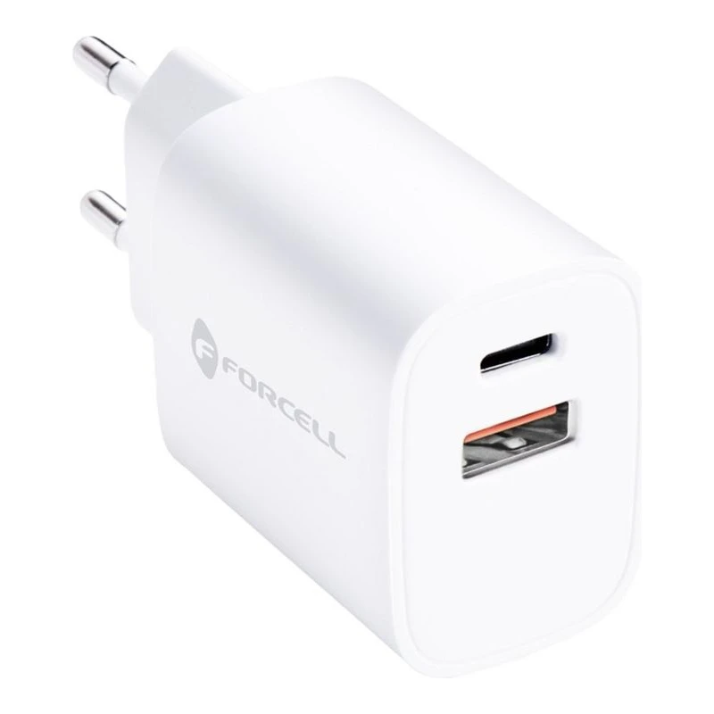 FORCELL ЗАРЯДНО 220V USB-C + USB-A PD QC4.0 35W БЯЛ