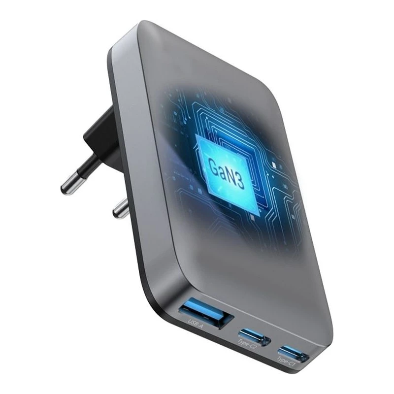 FORCELL ЗАРЯДНО 220V GAN3 ULTRA SLIM 2XUSB C+USB A 65W