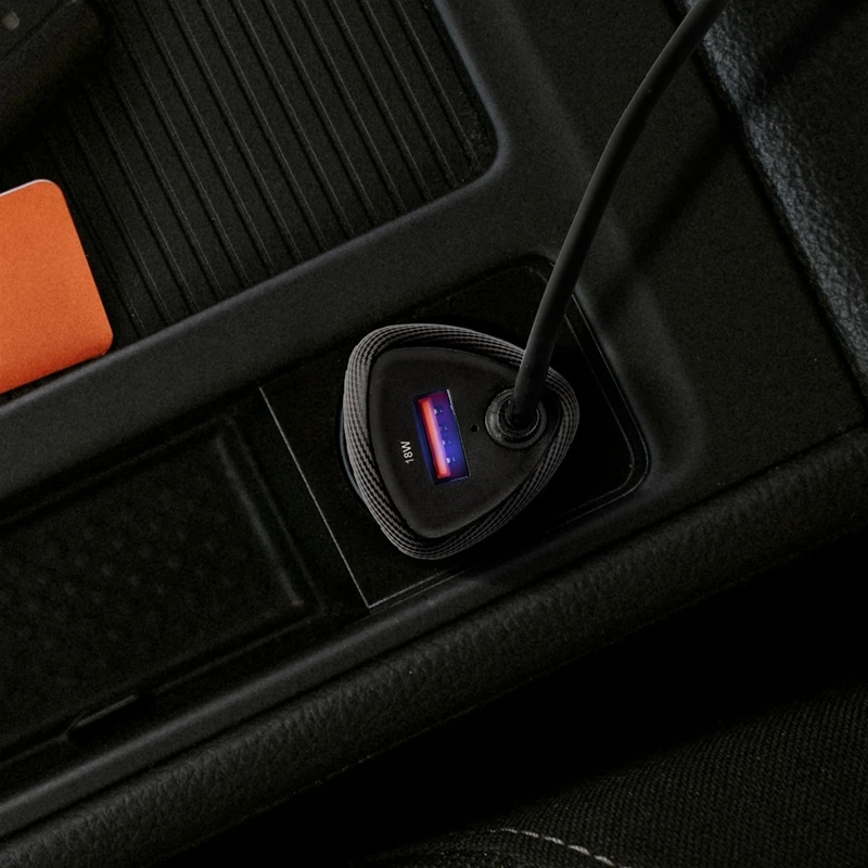 FORCELL ЗАРЯДНО 12V CARBON USB-A + КАБЕЛ USB-C QC3.0 38W