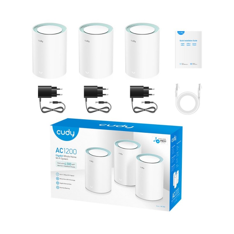 CUDY M1300-3-PACK AC1200 MESH