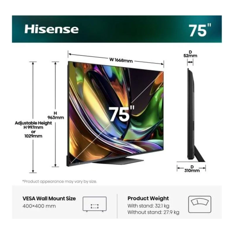 HISENSE 75UR8S RGB MINI-LED AI SMART TV