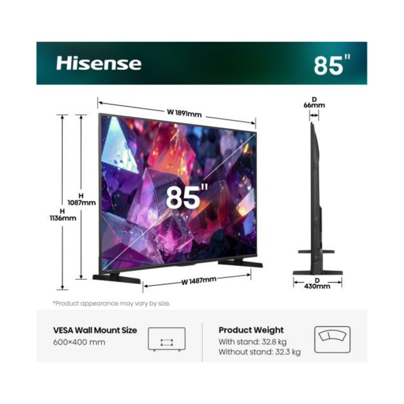 HISENSE 85E7S PRO UHD QLED SMART TV