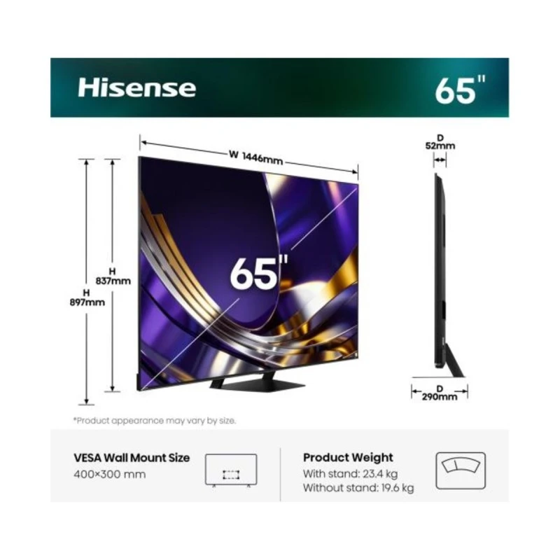 HISENSE 65U7S PRO MINI-LED QLED AI SMART TV