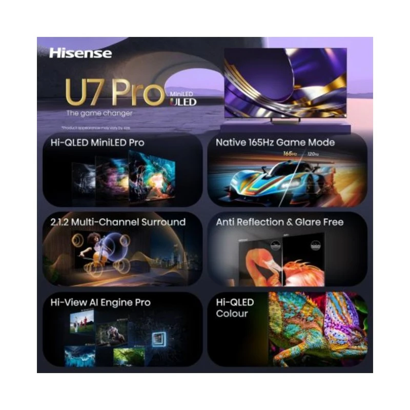 HISENSE 65U7S PRO MINI-LED QLED AI SMART TV