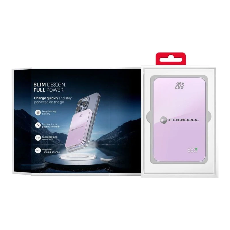 FORCELL LUXE SLIM MAGSAFE ВЪНШНА БАТЕРИЯ 10000MAH ЛИЛАВО