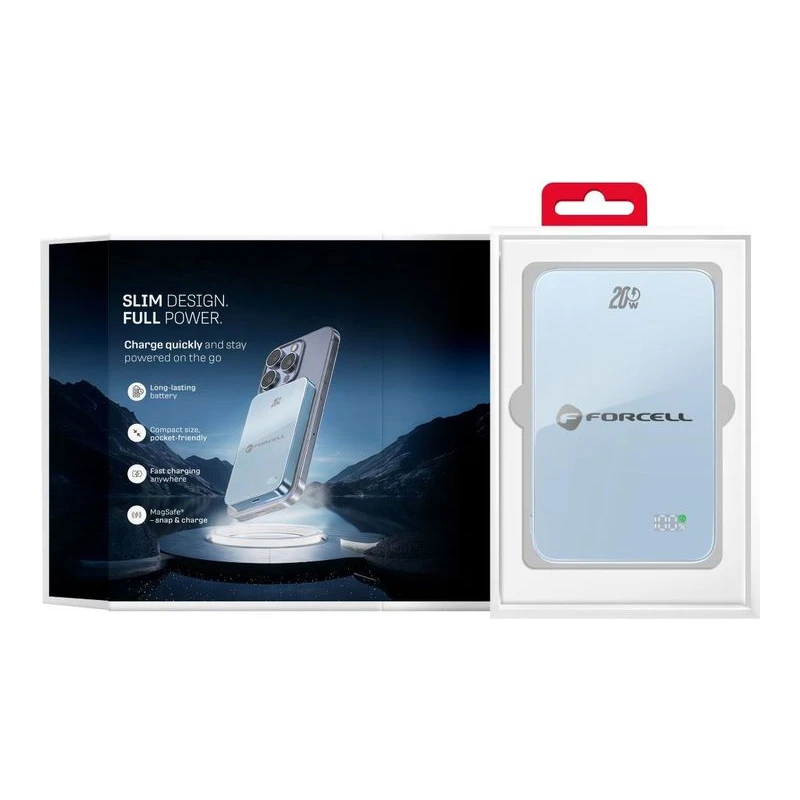 FORCELL LUXE SLIM MAGSAFE ВЪНШНА БАТЕРИЯ 10000MAH СИНЬО