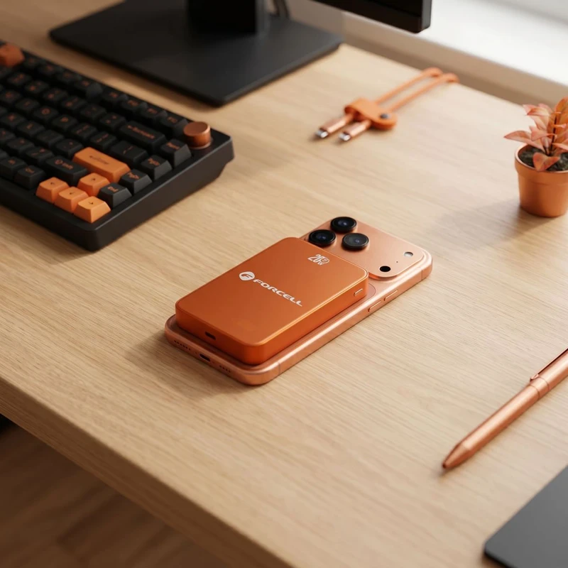 FORCELL LUXE SLIM MAGSAFE ВЪНШНА БАТЕРИЯ 10000MAH ОРАНЖЕВО