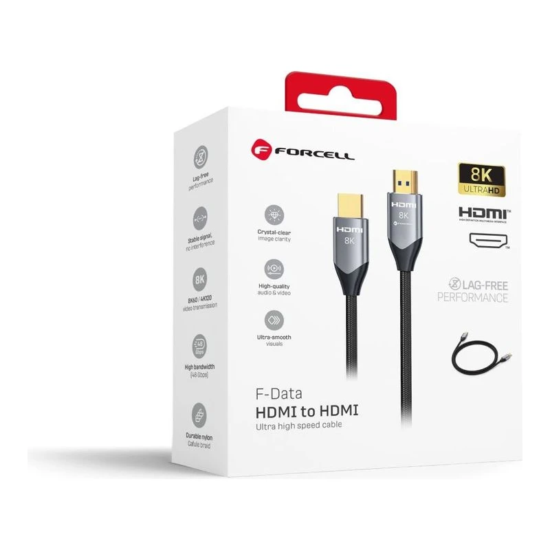 FORCELL HDMI 2.1 КАБЕЛ 8К 60HZ/4K 120HZ 48GBPS 1M ЧЕРЕН