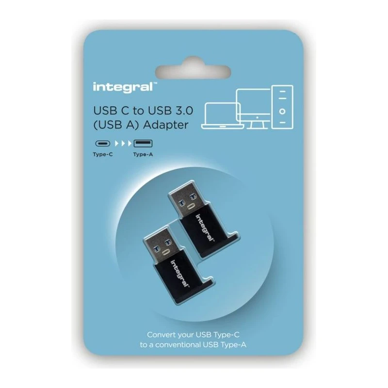 INTEGRAL TYPE-C TO TYPE-A ADAPTER TWIN PACK