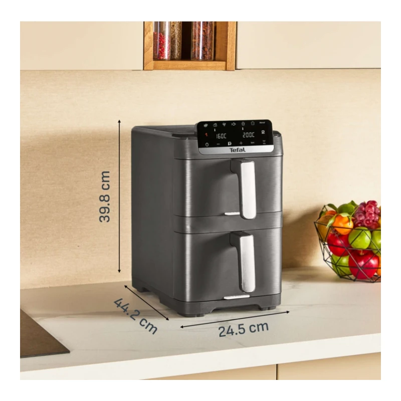 TEFAL EY7568E0 DOUBLE STACK 6L GENIUS+ACC BLK
