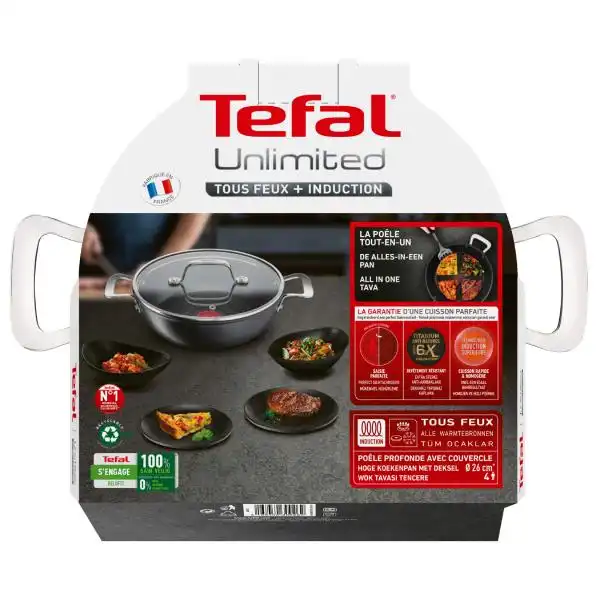 TEFAL G2557172 UNLIMITED УОК ТИГАН С КАПАК 26СМ