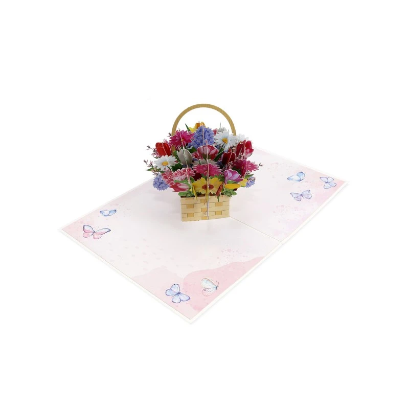 KIRIORI POP-UP КАРТИЧКА КОШНИЦА С ЦВЕТЯ