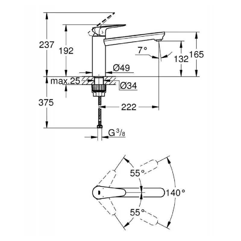 GROHE BAUCURVE ЕДНОРЪКОХВАТКОВ 31715000