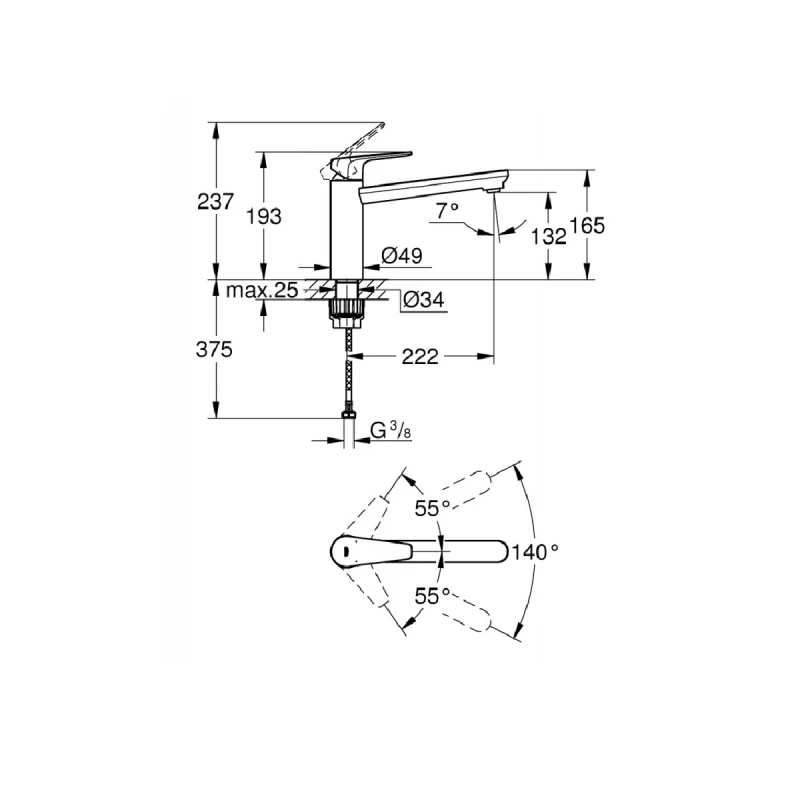 GROHE BAUEDGE ЕДНОРЪКОХВАТКОВ 31693000