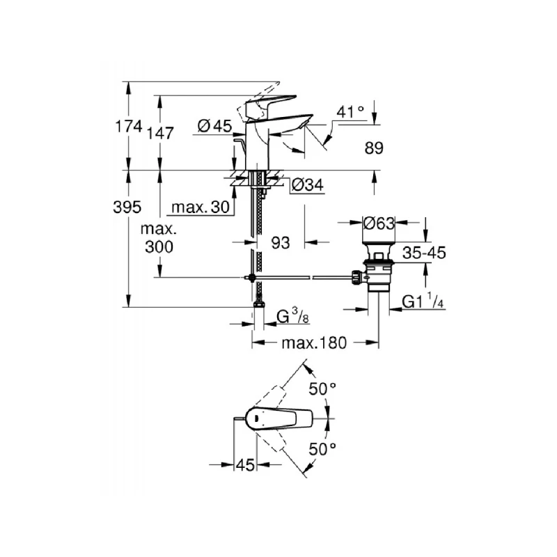 GROHE BAUEDGE ЕДНОРЪКОХВАТКОВ S-РАЗМЕР 23328001