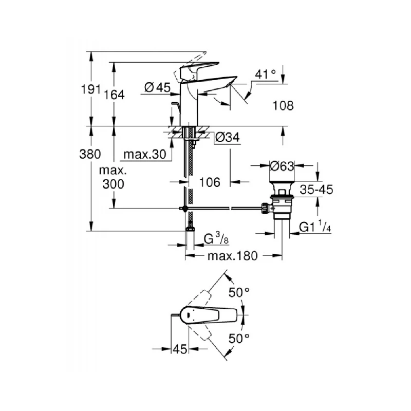 GROHE BAUEDGE ЕДНОРЪКОХВАТКОВ M-РАЗМЕР 23758001